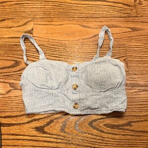 Aeropostale Light Gray Striped Crop Top